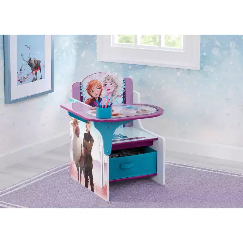 Sedia da scrivania per bambini con contenitore – Design colorato a tema personaggi per bambini dai 3 anni in su