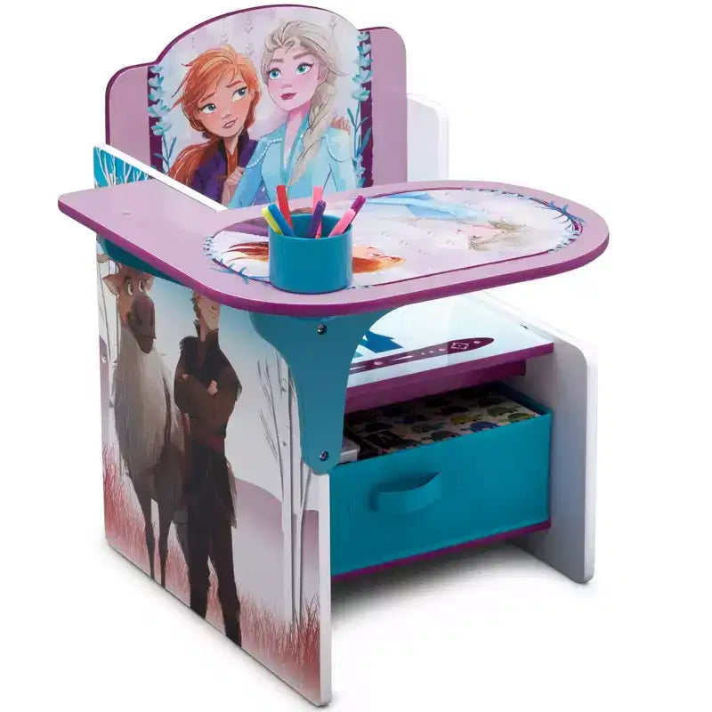 Sedia da scrivania per bambini con contenitore – Design colorato a tema personaggi per bambini dai 3 anni in su