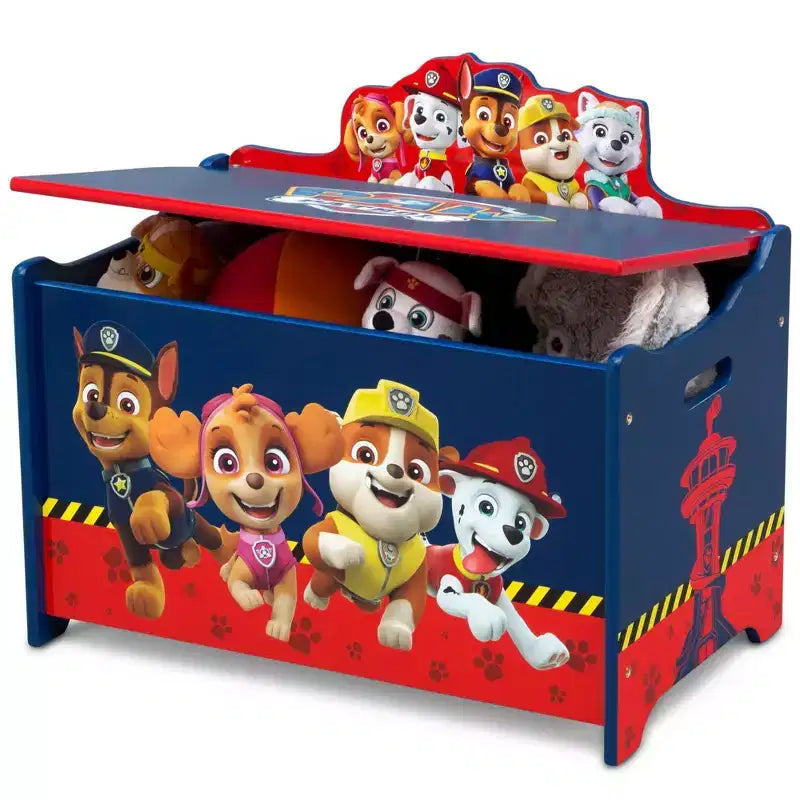 Cofanetto portagiochi deluxe per bambini con grafica di personaggi – Età 3-9, in legno
