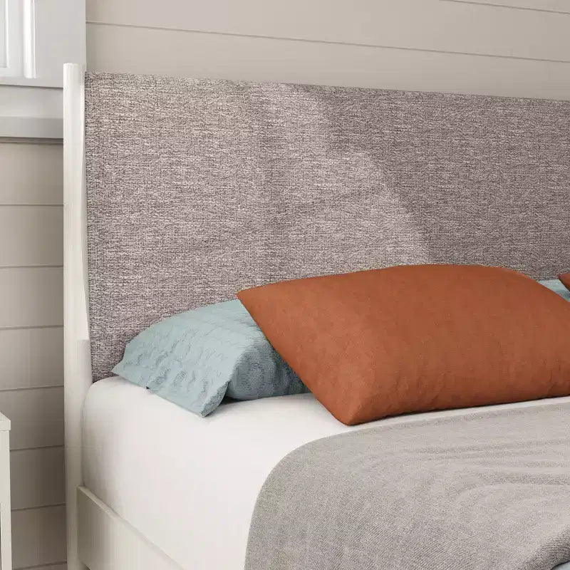 Letto a piattaforma in legno di gomma imbottito – Bianco crema, Queen, Non necessita di rete a molle