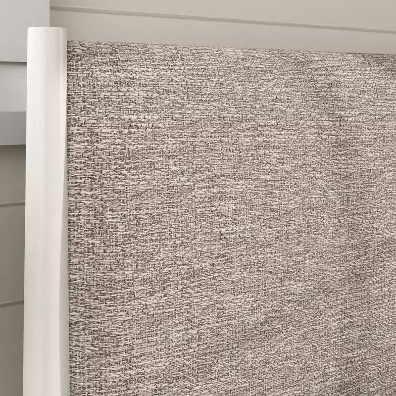 Letto a piattaforma in legno di gomma imbottito – Bianco crema, Queen, Non necessita di rete a molle