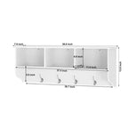 Appendiabiti a Muro con 4 Ganci Doppi e Mensola in Legno – Bianco, Ingresso