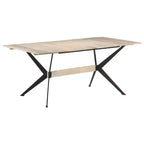 Tavolo da Pranzo in Legno Massello di Mango – Gambe a X in Acciaio Verniciato a Polvere, Venatura Naturale, Bianco