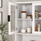 Libreria Alta con Ante in Vetro Temperato – Mobiletto Nero in MDF a 4 Ante, Altezza 160 cm