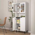 Libreria Alta con Ante in Vetro Temperato – Mobiletto Nero in MDF a 4 Ante, Altezza 160 cm