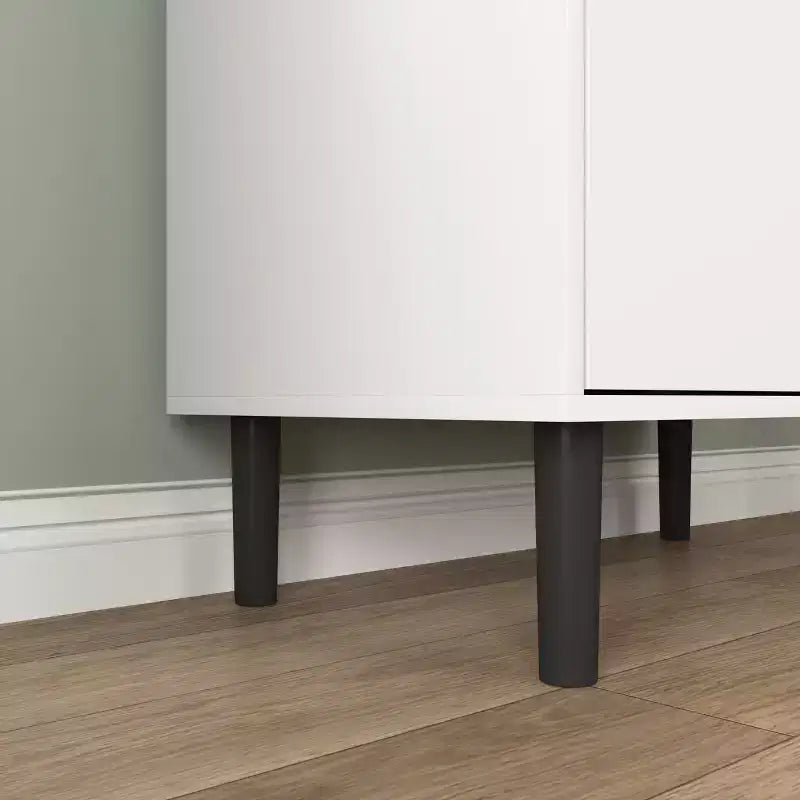 Libreria Alta con Ante in Vetro Temperato – Mobiletto Nero in MDF a 4 Ante, Altezza 160 cm