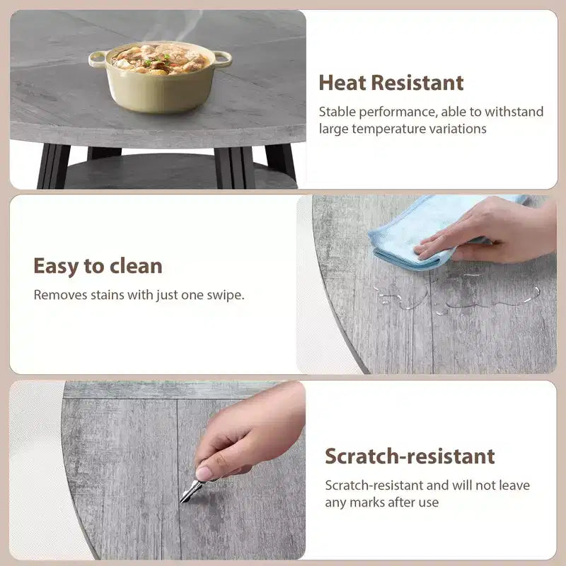 Tavolo da pranzo rotondo per 4-6 persone, Tavolo da cucina in stile rustico da 42 pollici con contenitore, Tavoli da pranzo circolari per cucina, sala da pranzo, soggiorno, sala riunioni, appartamento
