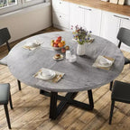 Tavolo da pranzo rotondo per 4-6 persone, Tavolo da cucina in stile rustico da 42 pollici con contenitore, Tavoli da pranzo circolari per cucina, sala da pranzo, soggiorno, sala riunioni, appartamento