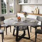 Tavolo da pranzo rotondo per 4-6 persone, Tavolo da cucina in stile rustico da 42 pollici con contenitore, Tavoli da pranzo circolari per cucina, sala da pranzo, soggiorno, sala riunioni, appartamento