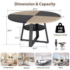 Tavolo da pranzo rotondo per 4-6 persone, Tavolo da cucina in stile rustico da 42 pollici con contenitore, Tavoli da pranzo circolari per cucina, sala da pranzo, soggiorno, sala riunioni, appartamento