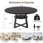 Tavolo da pranzo rotondo per 4-6 persone, Tavolo da cucina in stile rustico da 42 pollici con contenitore, Tavoli da pranzo circolari per cucina, sala da pranzo, soggiorno, sala riunioni, appartamento