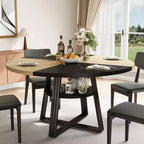 Tavolo da pranzo rotondo per 4-6 persone, Tavolo da cucina in stile rustico da 42 pollici con contenitore, Tavoli da pranzo circolari per cucina, sala da pranzo, soggiorno, sala riunioni, appartamento