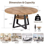 Tavolo da pranzo rotondo per 4-6 persone, Tavolo da cucina in stile rustico da 42 pollici con contenitore, Tavoli da pranzo circolari per cucina, sala da pranzo, soggiorno, sala riunioni, appartamento