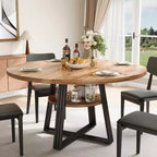 Tavolo da pranzo rotondo per 4-6 persone, Tavolo da cucina in stile rustico da 42 pollici con contenitore, Tavoli da pranzo circolari per cucina, sala da pranzo, soggiorno, sala riunioni, appartamento