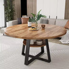 Tavolo da pranzo rotondo per 4-6 persone, Tavolo da cucina in stile rustico da 42 pollici con contenitore, Tavoli da pranzo circolari per cucina, sala da pranzo, soggiorno, sala riunioni, appartamento