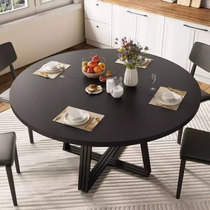 Tavolo da pranzo rotondo per 4-6 persone, Tavolo da cucina in stile rustico da 42 pollici con contenitore, Tavoli da pranzo circolari per cucina, sala da pranzo, soggiorno, sala riunioni, appartamento