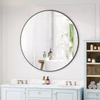 42 Wall Mounted Circular Mirror Metal Framed Mirror