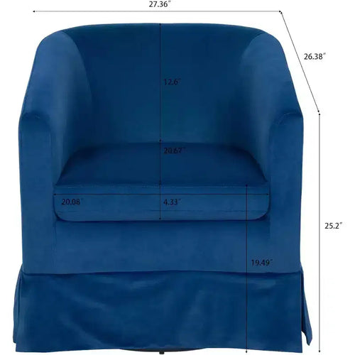 Poltrona di design girevole a 360° da 27" – Cuscino in spugna, struttura in legno, blu
