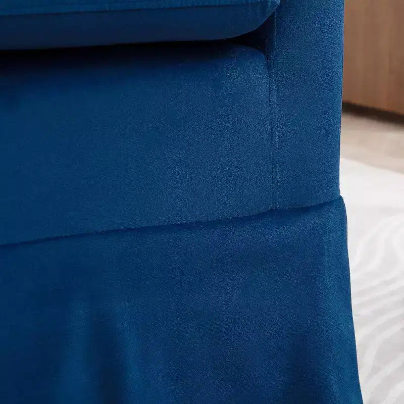 Poltrona di design girevole a 360° da 27" – Cuscino in spugna, struttura in legno, blu