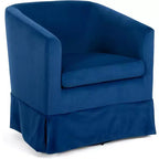 Poltrona di design girevole a 360° da 27" – Cuscino in spugna, struttura in legno, blu