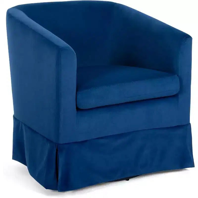 Poltrona di design girevole a 360° da 27" – Cuscino in spugna, struttura in legno, blu