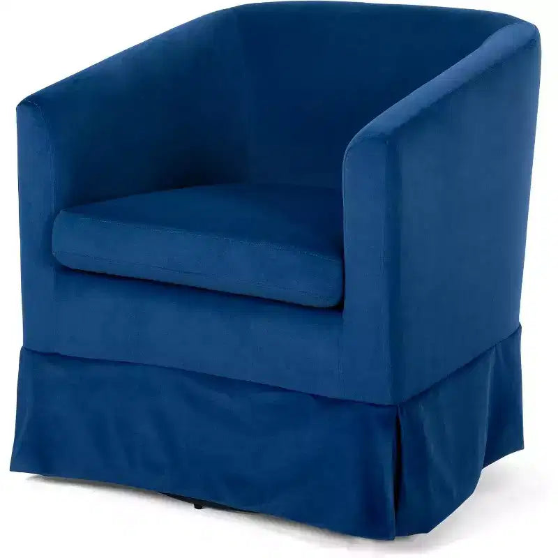 Poltrona di design girevole a 360° da 27" – Cuscino in spugna, struttura in legno, blu