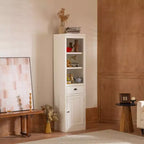 Okak Modern Freestanding Display Buffet Cabinet with 1 Drawer, Wooden Bookshelves Pantry Cabinet for Kitchen/Hallways/Living Room