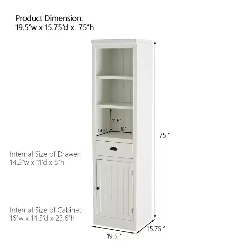 Madia/Dispensa Moderna Indipendente con Vetrina – 1 Cassetto, 3 Ripiani, 190 cm H