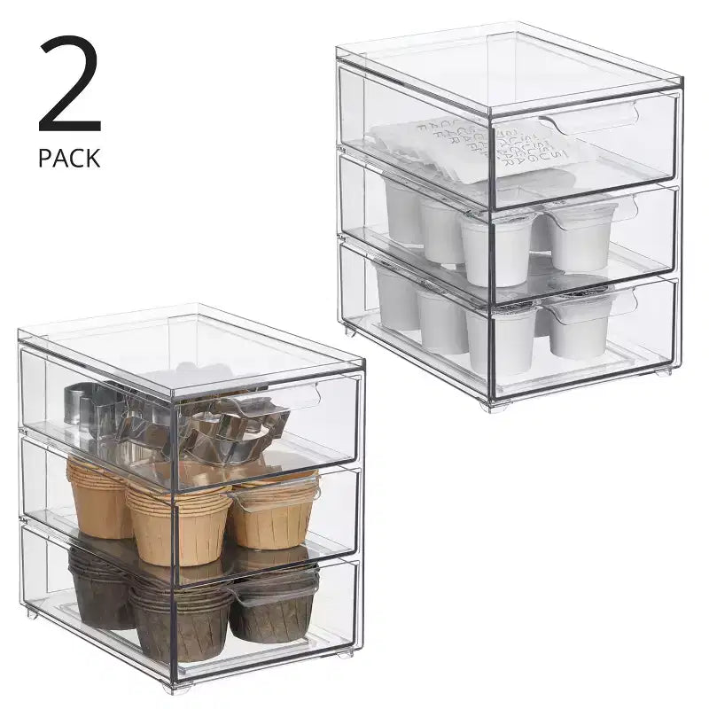 Organizzatore impilabile a 3 cassetti per cucina o dispensa