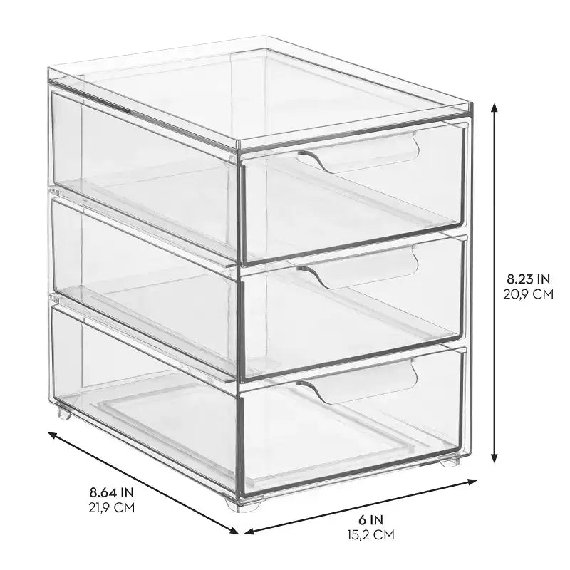 Organizzatore impilabile a 3 cassetti per cucina o dispensa