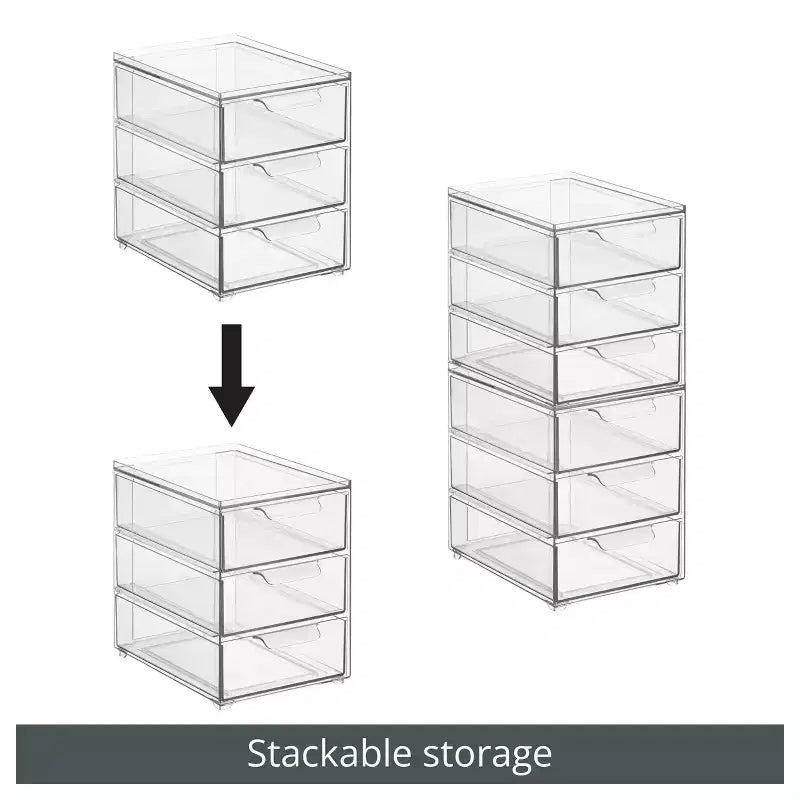 Organizzatore impilabile a 3 cassetti per cucina o dispensa