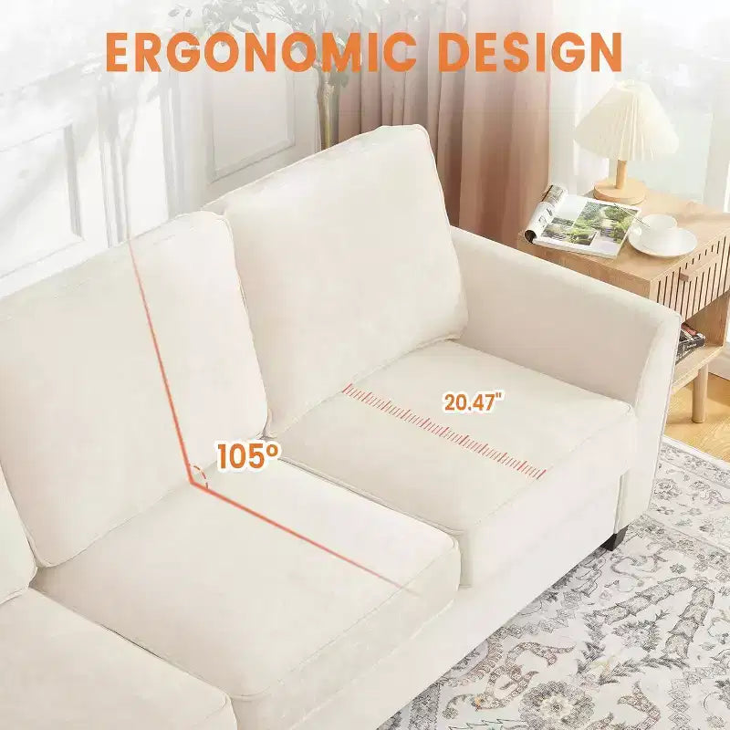 Divano a 3 posti moderno "Cloud" da 210 cm – Seduta profonda in ciniglia, rivestimento lavabile, beige