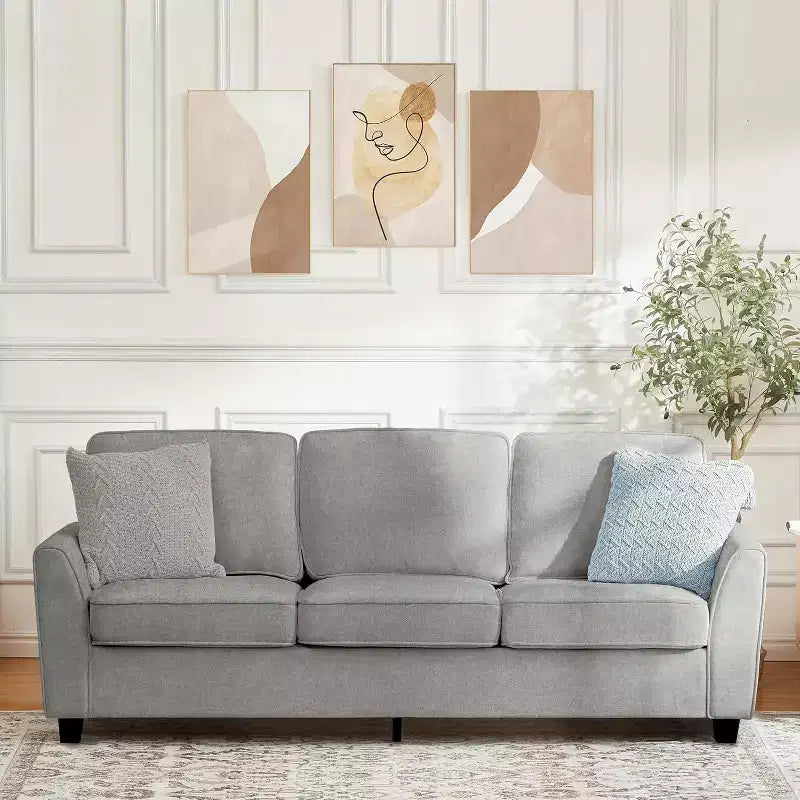 Divano a 3 posti moderno "Cloud" da 210 cm – Seduta profonda in ciniglia, rivestimento lavabile, beige