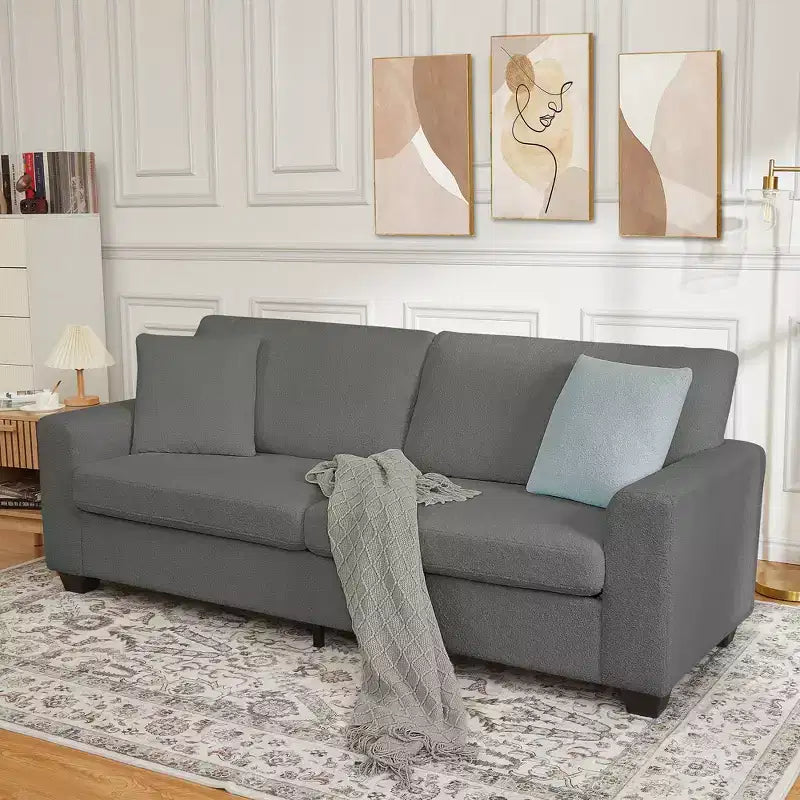 Divano moderno Cloud da 83" – Seduta profonda, Braccioli ampi, Rivestimento lavabile, Grigio
