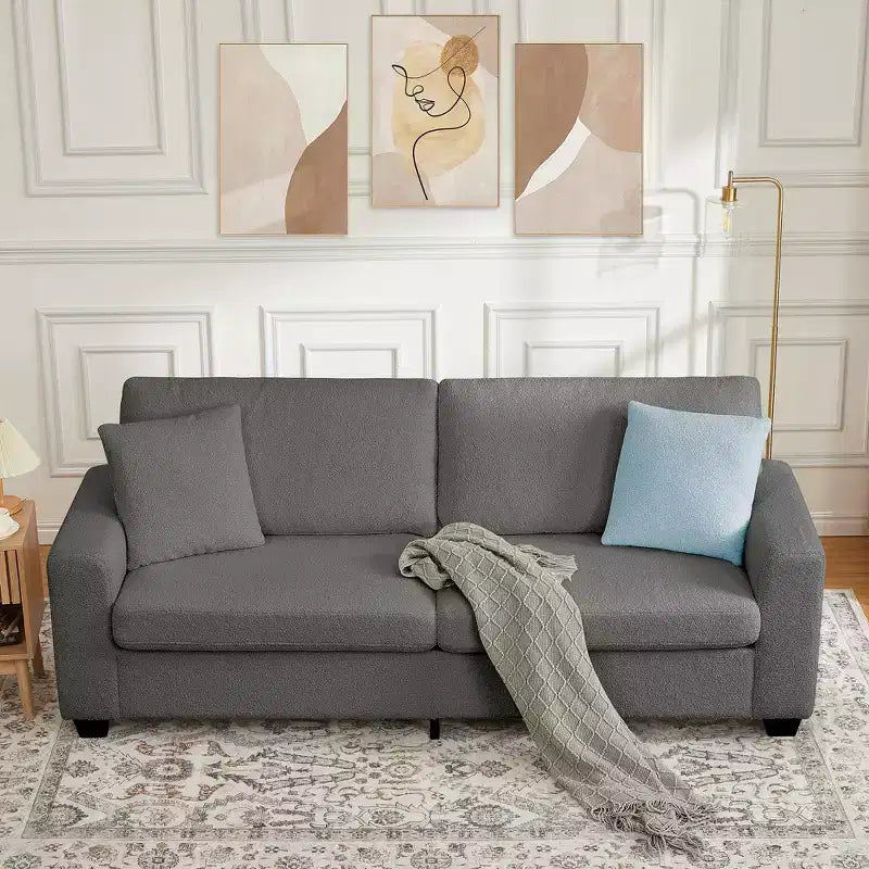 Divano moderno Cloud da 83" – Seduta profonda, Braccioli ampi, Rivestimento lavabile, Grigio