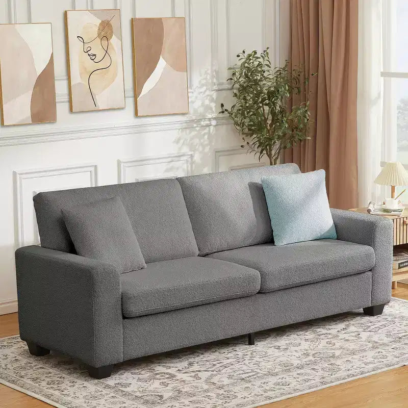 Divano moderno Cloud da 83" – Seduta profonda, Braccioli ampi, Rivestimento lavabile, Grigio