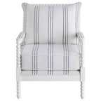 Poltrona accentato Bobbin imbottita bianca e blu marino