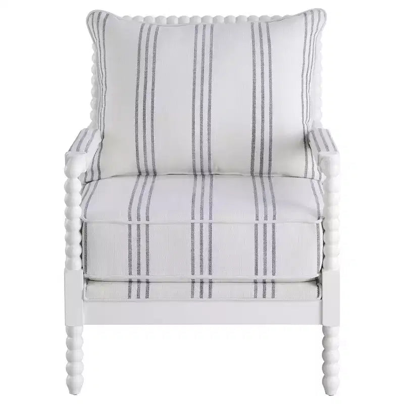 Poltrona accentato Bobbin imbottita bianca e blu marino