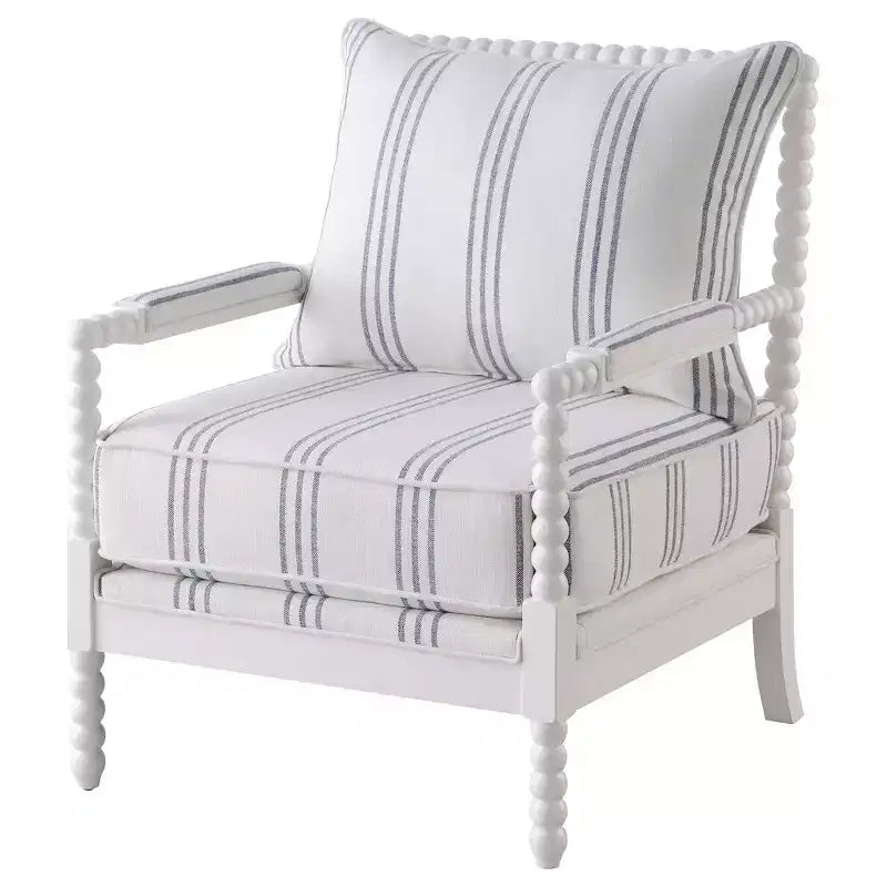 Poltrona accentato Bobbin imbottita bianca e blu marino