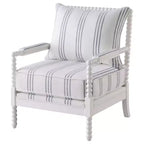 Poltrona accentato Bobbin imbottita bianca e blu marino