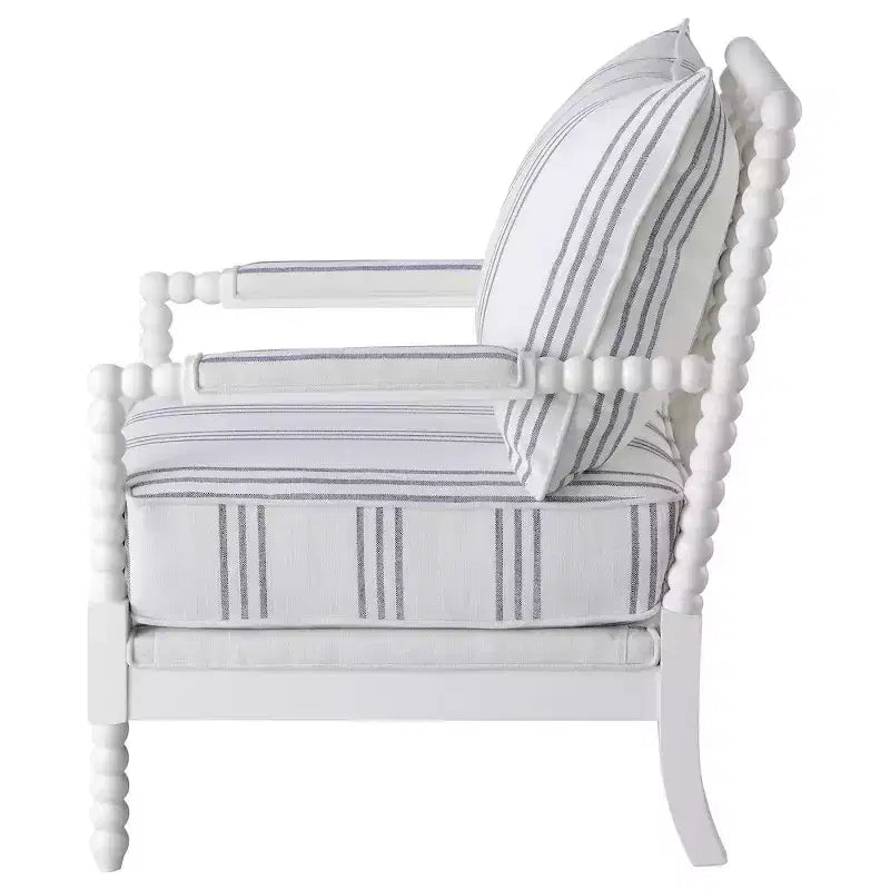 Poltrona accentato Bobbin imbottita bianca e blu marino