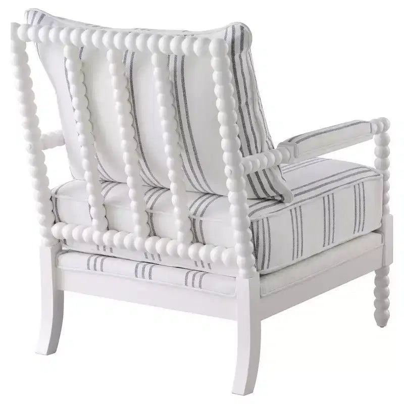 Poltrona accentato Bobbin imbottita bianca e blu marino