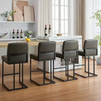 Sgabelli da Bar ad Altezza Bancone con Schienale, Set di 1 Sgabello da Bar in Pelle Imbottita, Altezza Seduta 61 cm per Isola della Cucina, Angolo Colazione o Caffè