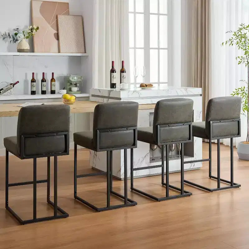 Sgabelli da Bar ad Altezza Bancone con Schienale, Set di 1 Sgabello da Bar in Pelle Imbottita, Altezza Seduta 61 cm per Isola della Cucina, Angolo Colazione o Caffè