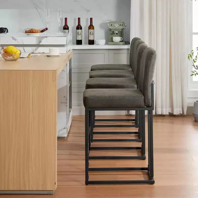 Sgabelli da Bar ad Altezza Bancone con Schienale, Set di 1 Sgabello da Bar in Pelle Imbottita, Altezza Seduta 61 cm per Isola della Cucina, Angolo Colazione o Caffè