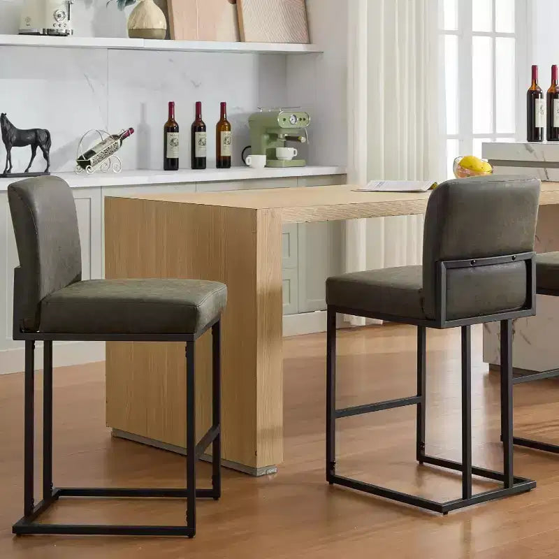 Sgabelli da Bar ad Altezza Bancone con Schienale, Set di 1 Sgabello da Bar in Pelle Imbottita, Altezza Seduta 61 cm per Isola della Cucina, Angolo Colazione o Caffè