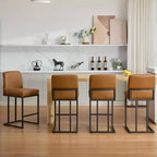 Sgabelli da Bar ad Altezza Bancone con Schienale, Set di 1 Sgabello da Bar in Pelle Imbottita, Altezza Seduta 61 cm per Isola della Cucina, Angolo Colazione o Caffè