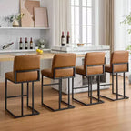 Sgabelli da Bar ad Altezza Bancone con Schienale, Set di 1 Sgabello da Bar in Pelle Imbottita, Altezza Seduta 61 cm per Isola della Cucina, Angolo Colazione o Caffè