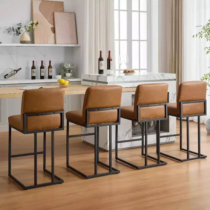 Sgabelli da Bar ad Altezza Bancone con Schienale, Set di 1 Sgabello da Bar in Pelle Imbottita, Altezza Seduta 61 cm per Isola della Cucina, Angolo Colazione o Caffè