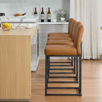 Sgabelli da Bar ad Altezza Bancone con Schienale, Set di 1 Sgabello da Bar in Pelle Imbottita, Altezza Seduta 61 cm per Isola della Cucina, Angolo Colazione o Caffè